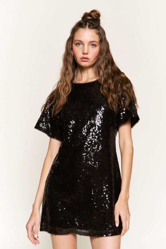 Sequin Mini Dress (Black) POSH STYLE Sequin Mini Dress (Black) POSH STYLE