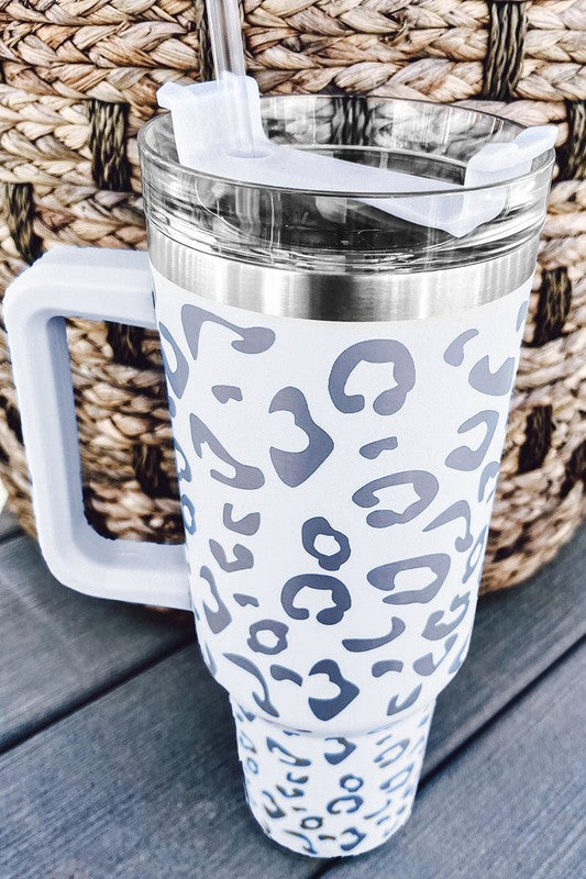 Leopard 40oz Tumbler With Gandle Cheetah Insulated Stainless Steel