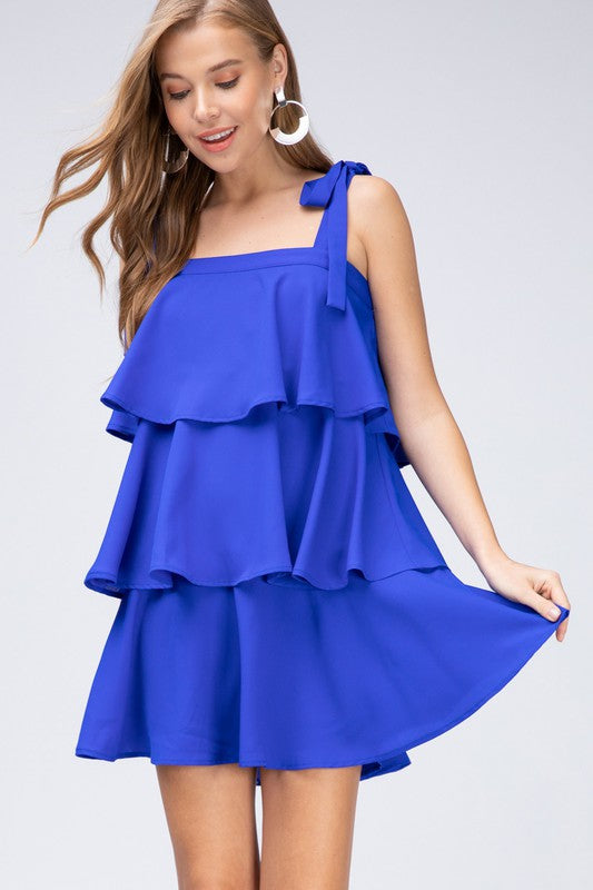 Tiered Ruffle Dress (Royal Blue) POSH STYLE Tiered Ruffle Dress (Royal Blue) POSH STYLE