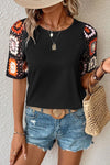 Crochet Sleeve Round Neck Top