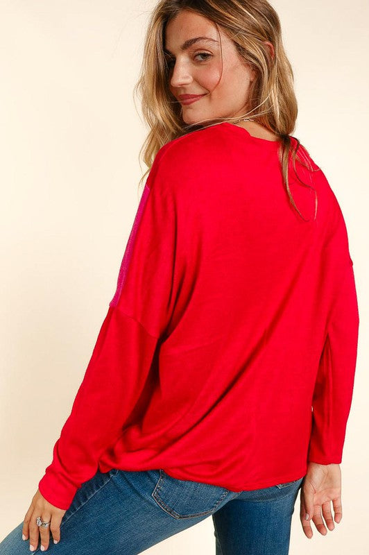 Color Block Sweater (Red)