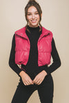 Cropped Puffer Vest (Pink)