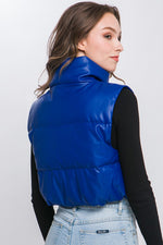 Cropped Puffer Vest (Blue)