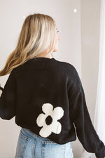 Floral Drop Shoulder Sweater (Black)