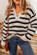 Drop Shoulder Collared Sweater