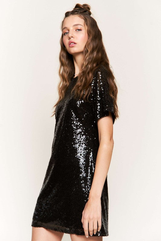 Sequin Mini Dress (Black) POSH STYLE Sequin Mini Dress (Black) POSH STYLE