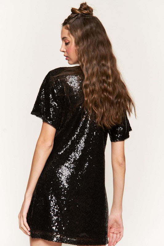 Sequin Mini Dress (Black) POSH STYLE Sequin Mini Dress (Black) POSH STYLE