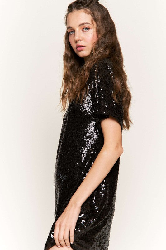 Sequin Mini Dress (Black) POSH STYLE Sequin Mini Dress (Black) POSH STYLE
