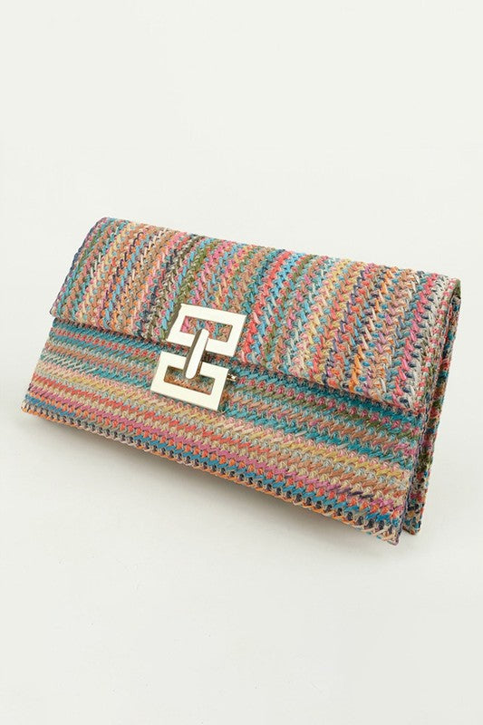 Multicolor Woven Clutch