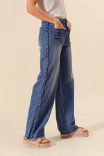 Wide Leg Jeans with Braided Detail