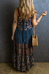 Navy Blue Floral Maxi Dress