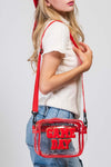 Transparent Crossbody Game Day Bag (Red)