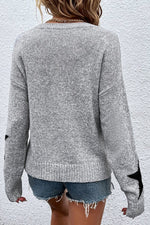 Star Drop Shoulder Sweater (Grey)