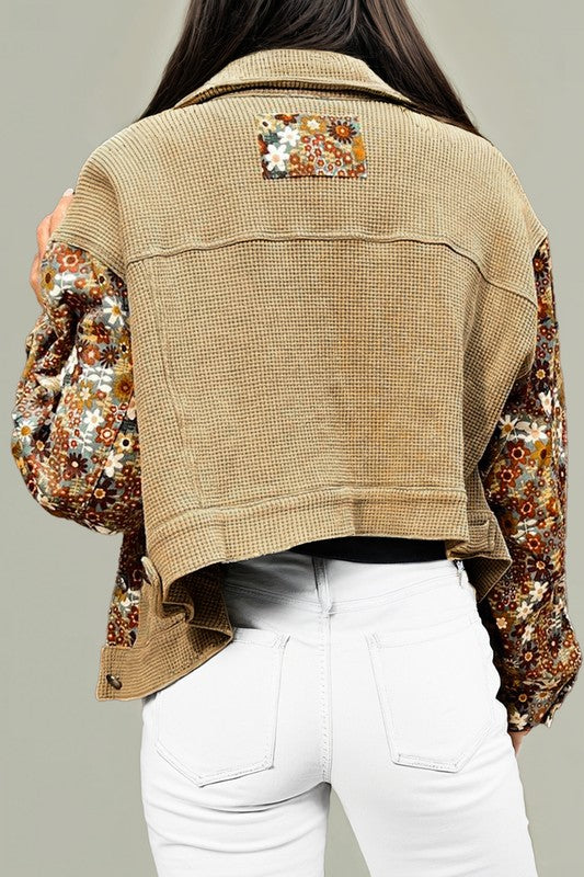 Waffle Knit Patchwork Jacket