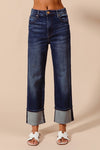 Straight Leg Mid-Rise Rolled Hem Jeans