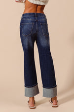 Straight Leg Mid-Rise Rolled Hem Jeans