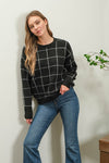 Grid Print Sweater (Black)