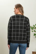 Grid Print Sweater (Black)