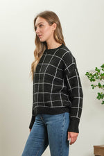 Grid Print Sweater (Black)