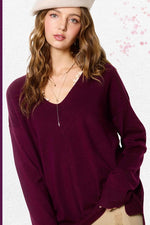 Front Seam Sweater (Burgundy)