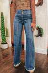 High Rise Button Fly Flare Jeans