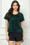 Sequined Short Sleeve Blouse