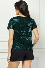 Sequined Short Sleeve Blouse