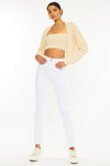 High Rise Slim Straight Jeans - White