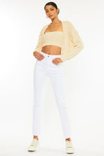 High Rise Slim Straight Jeans - White