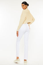 High Rise Slim Straight Jeans - White