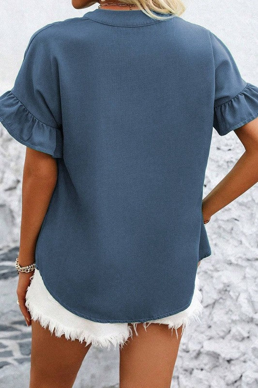 Ruffled and Ruched  Blouse