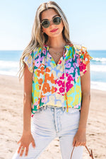 Floral Flutter Sleeve Blouse
