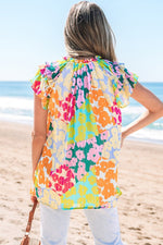Floral Flutter Sleeve Blouse