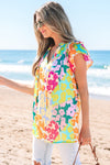 Floral Flutter Sleeve Blouse