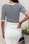 Striped Scalloped Trim  Top