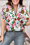 Floral V-Neck Blouse (Pink)