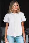 Striped Bubble Sleeve Blouse (White)