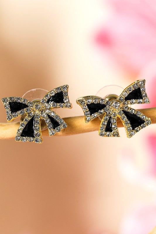Rhinestone Bow Earrings