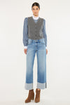Mid Rise Wide Leg Cropped Jean