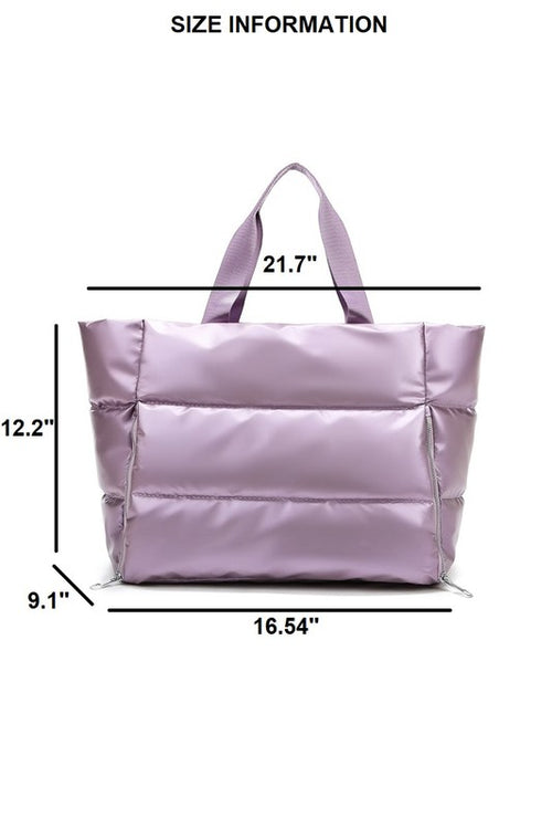Puffy Quilted Tote Bag (Lavender)