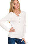 Ribbed Long Sleeve Top (White)