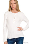 Ribbed Long Sleeve Top (White)