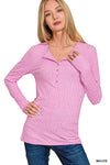 Ribbed Long Sleeve Top (Purple-Mauve)