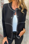 Contrast Trim Cardigan Jacket