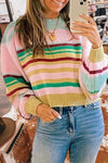 Striped Knit Cropped Sweater