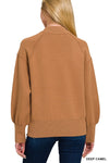 Mock Neck Exposed Seam Sweater (Camel)