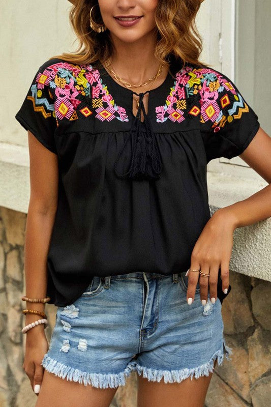 Geometric Embroidered Blouse