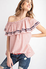 Off the Shoulder Embroidered Top
