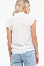 Embroidered V-Neck Top (Off White)