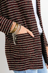 Striped Pocket Cardigan (Burgundy)